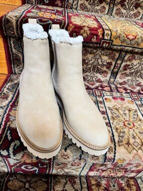 J. Crew Cream Faux-Shearling Chelsea Booties